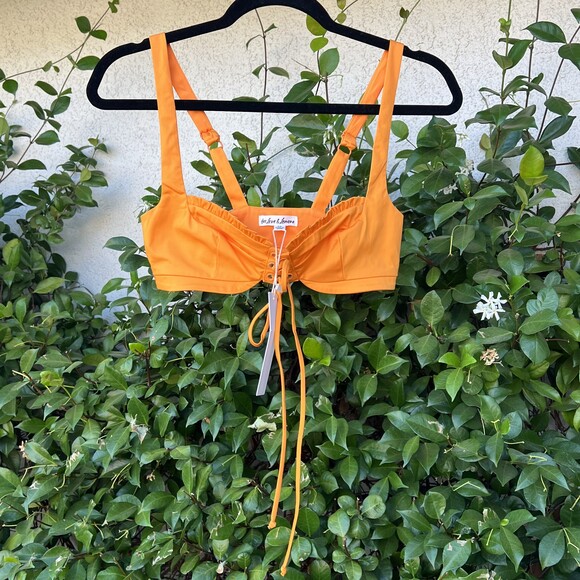 NWT For Love And Lemons Clementine Bra Top Yellow Orange Crop XS fits Small - Picture 8 of 8